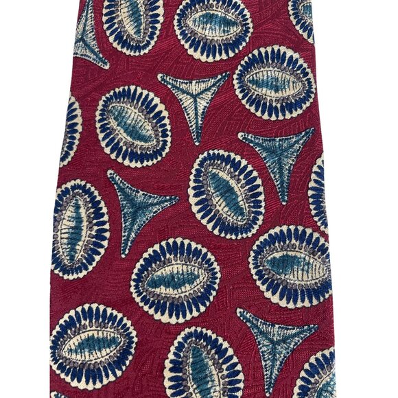 Venanzi Multicolor Geometric Shell Print 100% Silk Mens Tie Necktie - Picture 2 of 6